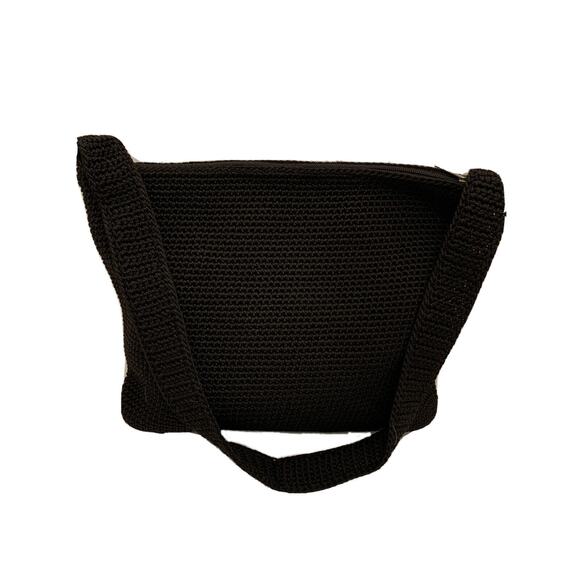 The Sak Black Crochet Shoulder Bag Zip Top Interior and Exterior Zip Pockets - Picture 1 of 9
